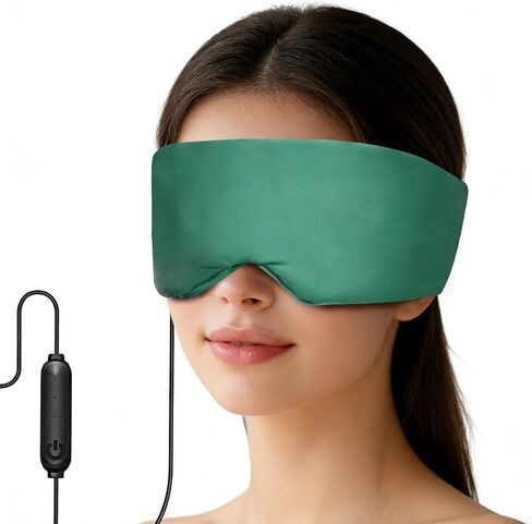 Heated Eye Mask for Dry Eyes - Ultra Soft Green Face Heating Pad, Fast-Heating Relief for Sinus Pressure, Tension Headache, Puffy Eyes & Fatigued Eye Area in Saudi Arabia