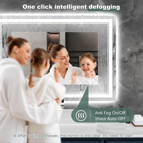 32x24 Inch LED Bathroom Mirror with Lights, 3 Colors Dimmable LED Vanity Mirror, Front and Back Lit, Anti-Fog, Memory Function, Shatterproof Tempered Glass, ETL Listed, Wall Mounted Makeup Mirror in Kuwait