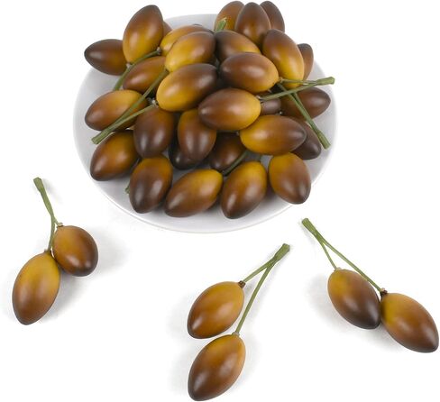 Artificial Olives with Stem, 20 Pcs Fake Lifelike Simulation Olives Foam Fruit for Home Kitchen Cabinet Food Photography Props, Brown in Kuwait
