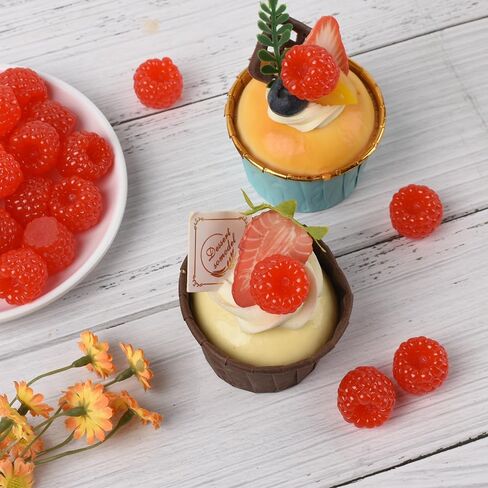 توت العليق المزيف الصغير 30 قطعة، توت اصطناعي واقعي، فواكه توت وهمية، أشكال صغيرة من الراتنج لتزيين المنزل، زينة الحفلات، التصوير الفوتوغرافي (أحمر) in Kuwait