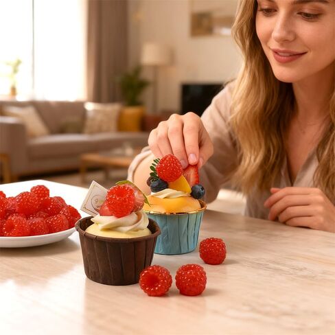 توت العليق المزيف الصغير 30 قطعة، توت اصطناعي واقعي، فواكه توت وهمية، أشكال صغيرة من الراتنج لتزيين المنزل، زينة الحفلات، التصوير الفوتوغرافي (أحمر) in Kuwait