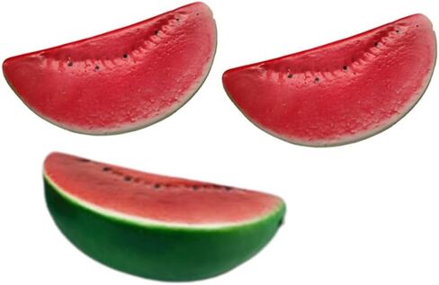 Ebonee Realistic Artificial Watermelon Slices, Lifelike Fake Red Watermelon Slice for Home Kitchen Decor, Simulation Fruit Watermelon Model for Photo Props Party Decoration (3 Pack) in Kuwait