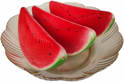 Ebonee Realistic Artificial Watermelon Slices, Lifelike Fake Red Watermelon Slice for Home Kitchen Decor, Simulation Fruit Watermelon Model for Photo Props Party Decoration (3 Pack) in Kuwait