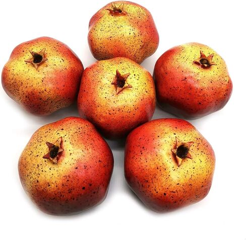 6pcs Artificial Pomegranates Fake Pomegranates Artificial Fruits Vivid Pomegranates for Home Fruit Shop Supermarket Desk Office Restaurant Decorations Or Props in Saudi Arabia