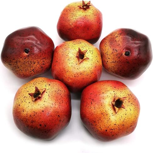 6pcs Artificial Pomegranates Fake Pomegranates Artificial Fruits Vivid Pomegranates for Home Fruit Shop Supermarket Desk Office Restaurant Decorations Or Props in Saudi Arabia