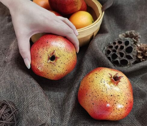 6pcs Artificial Pomegranates Fake Pomegranates Artificial Fruits Vivid Pomegranates for Home Fruit Shop Supermarket Desk Office Restaurant Decorations Or Props in Saudi Arabia