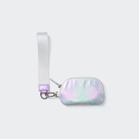 Pander Dual Pouch Wristlet Wallet for Women, RFID Blocking 2-Piece Keychain Coin Purse Set, Detachable Mini Pouch for Car Keys, Gym & Travel, Machine Washable, Iridescent Purple + White in Saudi Arabia