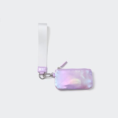 Pander Dual Pouch Wristlet Wallet for Women, RFID Blocking 2-Piece Keychain Coin Purse Set, Detachable Mini Pouch for Car Keys, Gym & Travel, Machine Washable, Iridescent Purple + White in Saudi Arabia