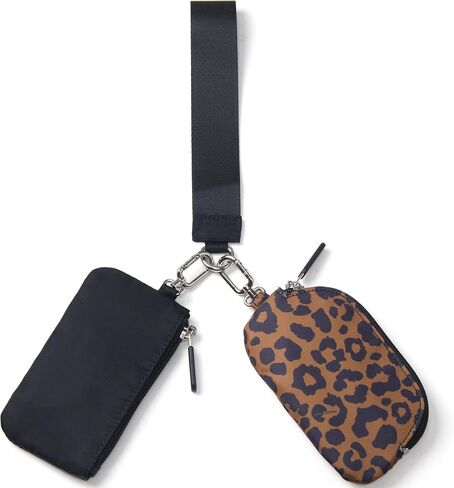 Pander Dual Pouch Wristlet Wallet for Women, RFID Blocking 2-Piece Keychain Coin Purse Set, Detachable Mini Pouch for Car Keys, Gym & Travel, Machine Washable, Iridescent Purple + White in Saudi Arabia