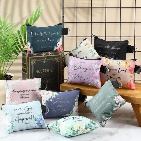 60pcs Christian Small Coin Purse for Women Christian Compact Mirrors Bulk Inspirational Bible Verse Mini Pouches Purse Makeup Mirror Gift for Easter Religious Baptism Travel Church Party in Kuwait
