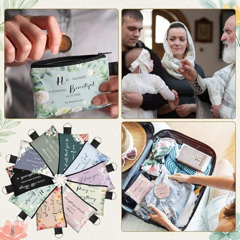 60pcs Christian Small Coin Purse for Women Christian Compact Mirrors Bulk Inspirational Bible Verse Mini Pouches Purse Makeup Mirror Gift for Easter Religious Baptism Travel Church Party in Kuwait