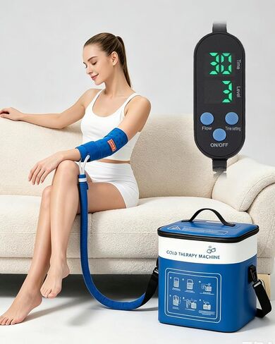 Cold Therapy Machine for Ankle, Ice Therapy Machine with Timer (15/30/45min & Always On), Temperature Display & 3 Flow Modes, Adjustable Cryo Cuff for Post-Surgery Recovery, Pain & Swelling Relief in Saudi Arabia