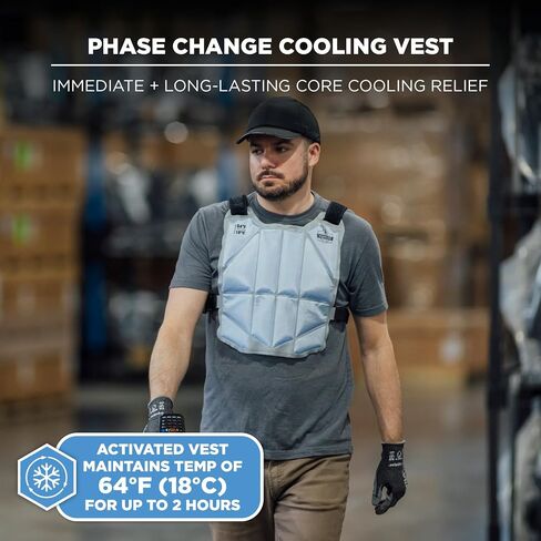 Ergodyne 6210 Phase Change Lightweight Cooling Ice Vest, Cooling Relief for All Environments, Cooling Towel Included in Kuwait