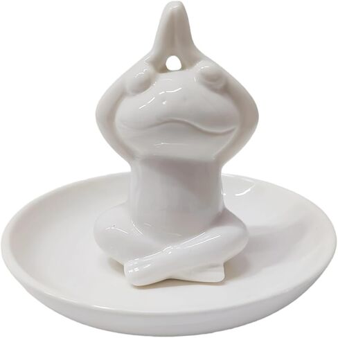 Ceramic Yoga Frog Ring Holder – Yoga Pose Jewelry Tray for Vanity & Kitchen – Zen Meditation Trinket Dish, Whimsical Home Decor & Frog Gifts for Women in Saudi Arabia