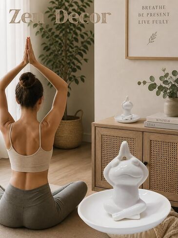 Ceramic Yoga Frog Ring Holder – Yoga Pose Jewelry Tray for Vanity & Kitchen – Zen Meditation Trinket Dish, Whimsical Home Decor & Frog Gifts for Women in Saudi Arabia