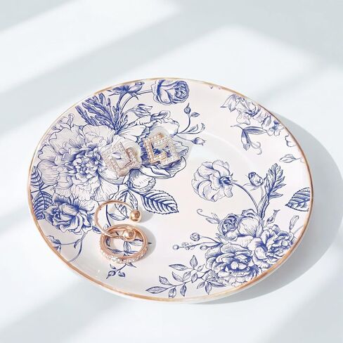 Mifoci Floral Ceramic Jewelry Tray Ring Holder Trinket Dish for Rings Earrings Necklaces Tray Gift for Women Girls(Green) in Kuwait