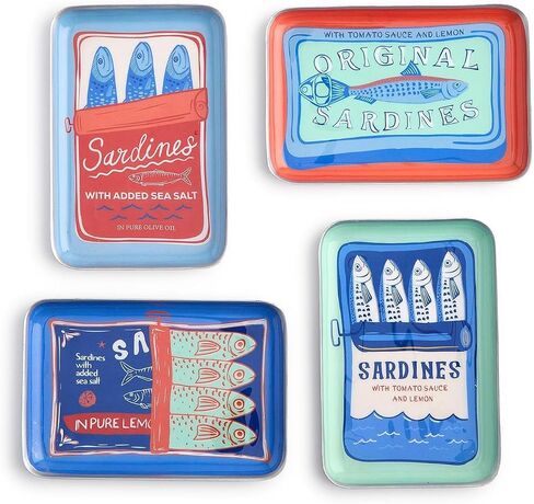 Two's Company Sardines Metal Trinket/Desk Trays, Set of 4 Designs, 6-inch Length in Kuwait