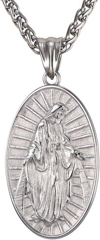 U7 Virgin Mary Necklace for Women,18K Gold Plated/Sterling Silver Oval Miraculous Medal Virgin Mary Pendant Necklace in Saudi Arabia