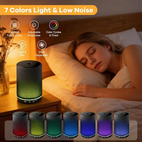 Essential Oil Diffuser with Fabric Cover 150ml Portable Aroma Diffuser Aromatherapy Oil Diffuser with 7 Colors LED, Scent Diffuser with Timer Function, Mini Humidifier for Bedroom Home Office in Saudi Arabia