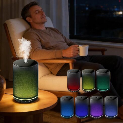 Essential Oil Diffuser with Fabric Cover 150ml Portable Aroma Diffuser Aromatherapy Oil Diffuser with 7 Colors LED, Scent Diffuser with Timer Function, Mini Humidifier for Bedroom Home Office in Saudi Arabia