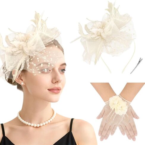 Mesh Hat, Headband, and Mesh Flower Gloves in Kuwait