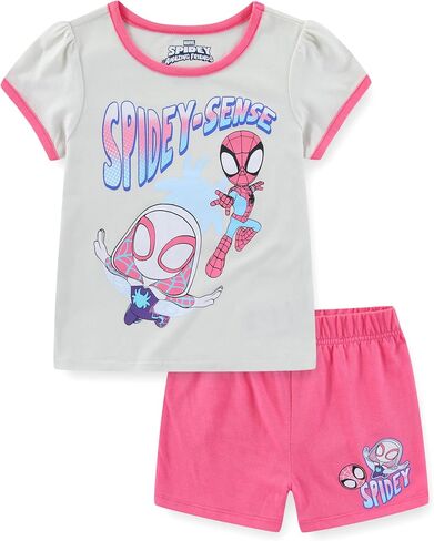 Marvel Spider-Gwen Spider-Man Girls Short Sleeve T-Shirt and Shorts Set for Toddler to Big Kids in Kuwait
