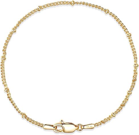 14K Gold Bracelet,Luxury 1.5mm Satellite Ball Station Chain for Women,6.5-7.5 Inches,Fine Jewelry Hypoallergenic Non-Tarnish Bracelet, Pulsera De Oro 14K Para Mujer in Saudi Arabia