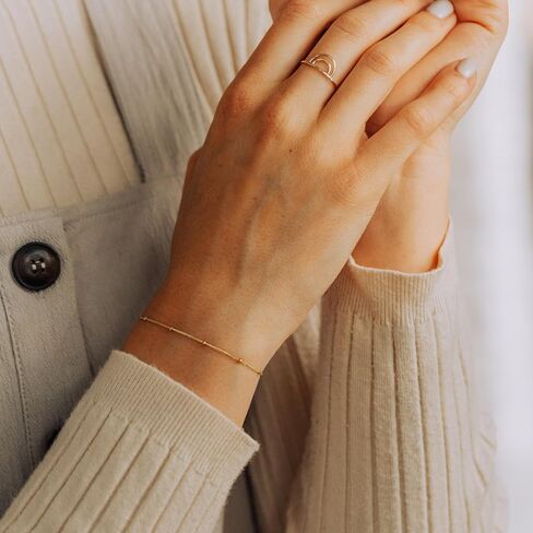 14K Gold Bracelet,Luxury 1.5mm Satellite Ball Station Chain for Women,6.5-7.5 Inches,Fine Jewelry Hypoallergenic Non-Tarnish Bracelet, Pulsera De Oro 14K Para Mujer in Saudi Arabia