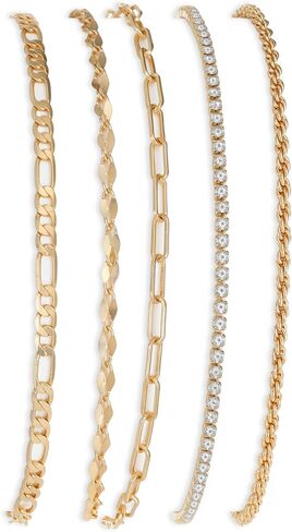 SEADAY 14K Gold Plated Stackable Bracelets for Women, 5 Piece Adjustable Tarnish-Resistant Hypoallergenic Fashion Jewelry Gifts in Saudi Arabia