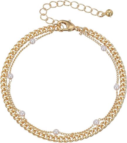 SEADAY 14K Gold Plated Stackable Bracelets for Women, 5 Piece Adjustable Tarnish-Resistant Hypoallergenic Fashion Jewelry Gifts in Kuwait