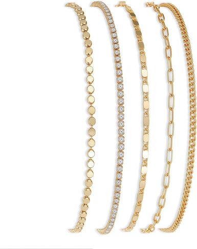 SEADAY 14K Gold Plated Stackable Bracelets for Women, 5 Piece Adjustable Tarnish-Resistant Hypoallergenic Fashion Jewelry Gifts in Kuwait