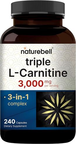 NatureBell Triple L-Carnitine 3000 مجم ** لكل وجبة، 240 كبسولة | مركب كارنيتين 3 في 1 مع إل-كارنيتين حمض الهيدروكلوريك، الكارنتين والطرطرات | غير معدل وراثيًا in Kuwait