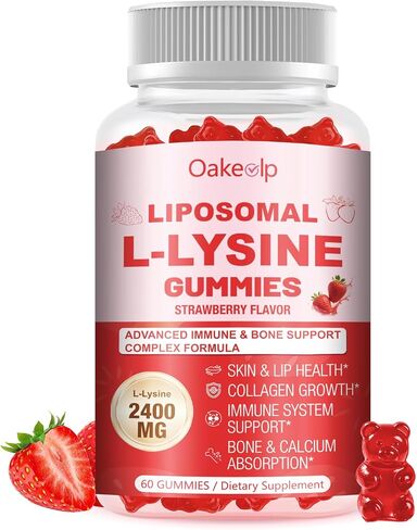 2 Pack Liposomal L-Lysine 2400mg & Vitamin C 1000mg Gummies - with D3 K2 Zinc, Magnesium, Echinacea - for Lips & Oral Wellness,Immune Support, Skin Health & Energy Boost in Saudi Arabia