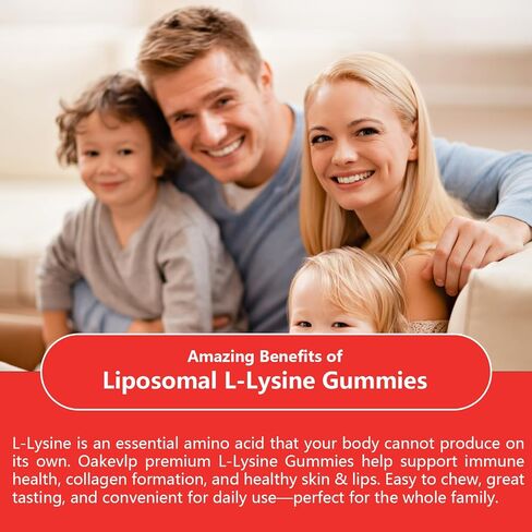 2 Pack Liposomal L-Lysine 2400mg & Vitamin C 1000mg Gummies - with D3 K2 Zinc, Magnesium, Echinacea - for Lips & Oral Wellness,Immune Support, Skin Health & Energy Boost in Kuwait