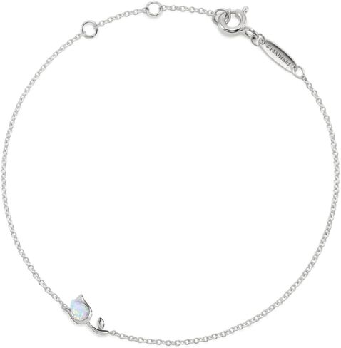 PERIMADE 18K Gold Plated Opal Tulip Bracelet for Women, Dainty Small Flower Charm Chain Bracelet Hypoallergenic 925 Sterling Silver Floral Jewelry for Mom Best Friend Birthday Friendship Gift in Saudi Arabia