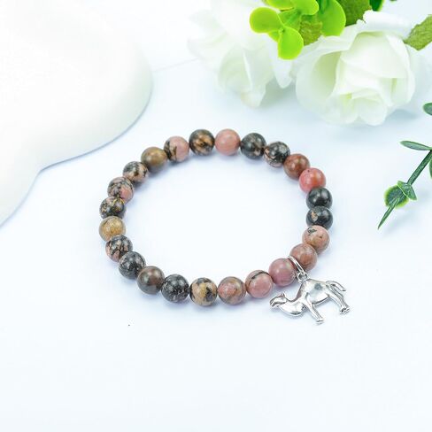 LIUANAN Spiritual Camel Bracelet for Women and Men, Picasso Jasper Natural Stone Beaded Bracelet, Healing Crystal Jewelry, Inspirational Gift for Strength, Patience, and Endurance in Saudi Arabia