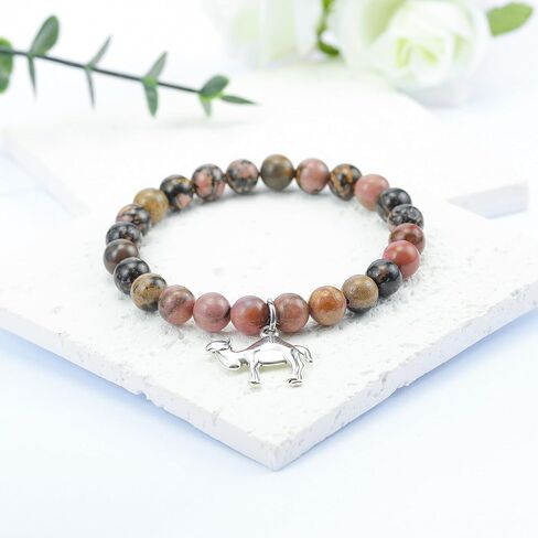 LIUANAN Spiritual Camel Bracelet for Women and Men, Picasso Jasper Natural Stone Beaded Bracelet, Healing Crystal Jewelry, Inspirational Gift for Strength, Patience, and Endurance in Saudi Arabia