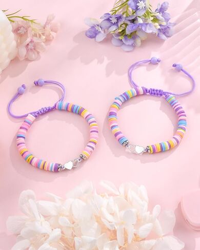 VGWON 2/3/4PCS Best Friend Matching Bracelets Hearted Beaded Bracelet for Women, Friendship Bracelets for Birthday and Graduation Gifts in Saudi Arabia