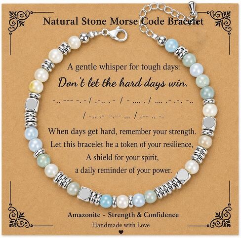The Adventure Begins Bracelet for Women - Morse Code I Love You Bracelets with Card Inspirational Don't Let the Hard Days Win Jewelry Gifts for Girlfriend Bestie‌ Wife Graduation Birthday Mothers Day Anniversary‌ in Saudi Arabia