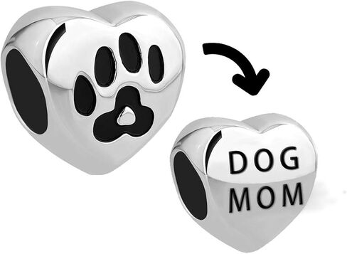 Women Love Heart Dog Mom Charm Compatible with Pandora Bracelets Necklaces Pendants Paw Print Pets Puppy Kitty Kitten Animal Family Birthday Christmas in Kuwait
