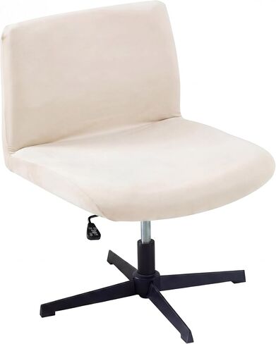 Chumia Elastic Criss Cross Chair Cover Office Desk Chair Cover Exquisite Vanity Slipcover Mid Back Wide Seat Accent Slipcover for Office Home(White,Armless Style,Milk Silk) in Kuwait