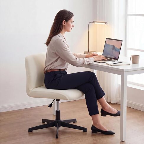 Chumia Elastic Criss Cross Chair Cover Office Desk Chair Cover Exquisite Vanity Slipcover Mid Back Wide Seat Accent Slipcover for Office Home(White,Armless Style,Milk Silk) in Kuwait