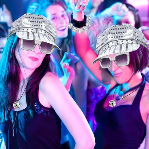 Set 4 Abba Accessories Sequin Hat Abba Fancy Dress Costume 70s Disco Accessories in Saudi Arabia