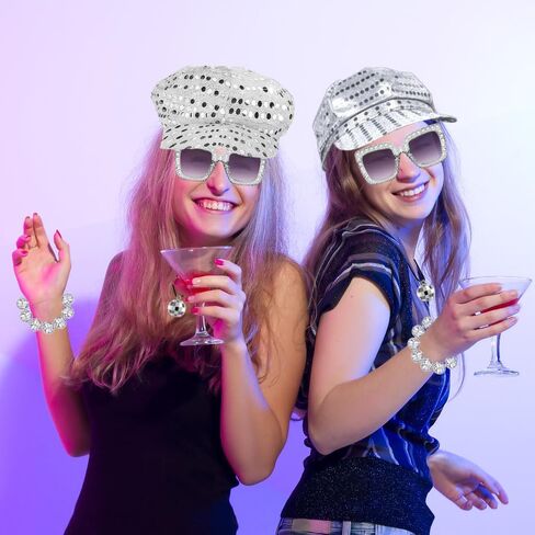 Set 4 Abba Accessories Sequin Hat Abba Fancy Dress Costume 70s Disco Accessories in Saudi Arabia