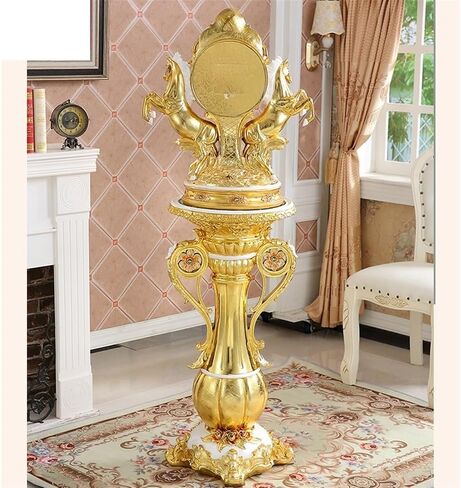 Statue Floor Clock Modern Living Room Vertical Villa Galloping Horse Decoration Hall Retro Mute Decor in Saudi Arabia