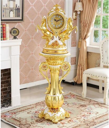 Statue Floor Clock Modern Living Room Vertical Villa Galloping Horse Decoration Hall Retro Mute Decor in Saudi Arabia