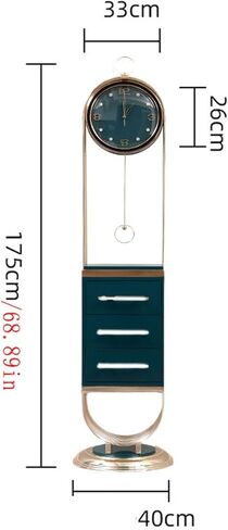 Floor Clock with Drawers, Modern American Mute Retro Vertical Bell Wine Rack Standing Grandfather Home Decor, Quartz Movement Decor in Saudi Arabia