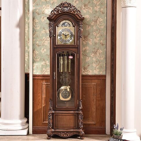 Solid Wooden Retro Floor Clock Living Room Vertical European Antique Statue Decoration Decor in Saudi Arabia