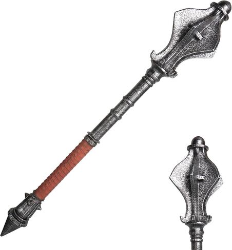 33.4 Inch Medieval Knight Foam Meteor Hammer Halloween Cosplay Costume Prop Mace Weapons Silver in Saudi Arabia