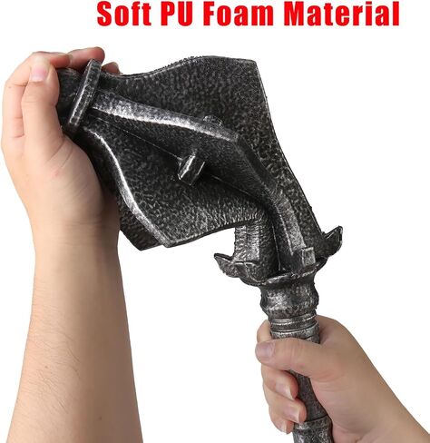 33.4 Inch Medieval Knight Foam Meteor Hammer Halloween Cosplay Costume Prop Mace Weapons Silver in Saudi Arabia
